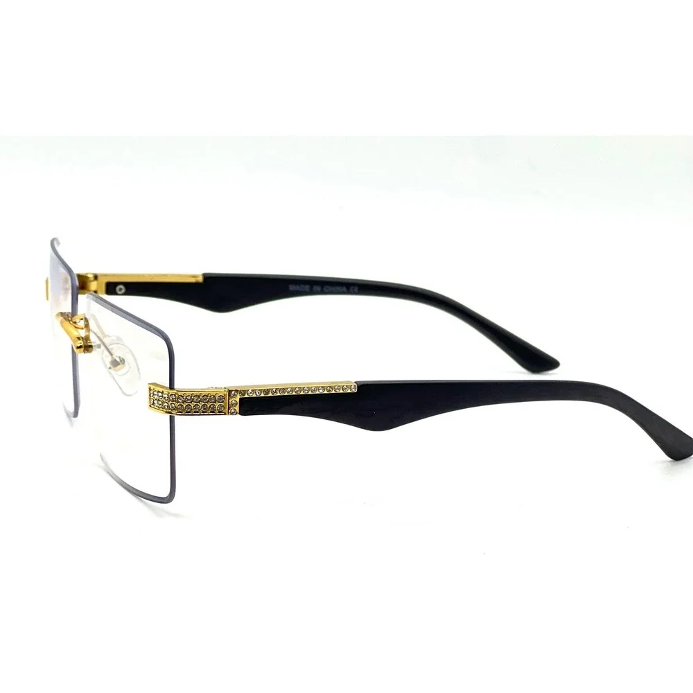 Luxury Rimless Square Sunglasses Men Women Gold‎ Frame Clear Lens Hip Hop Shades